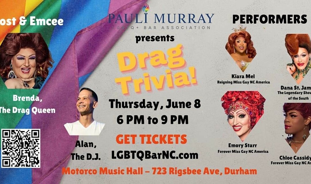 Event flyer LGBTQ+ Rights drag trivia night