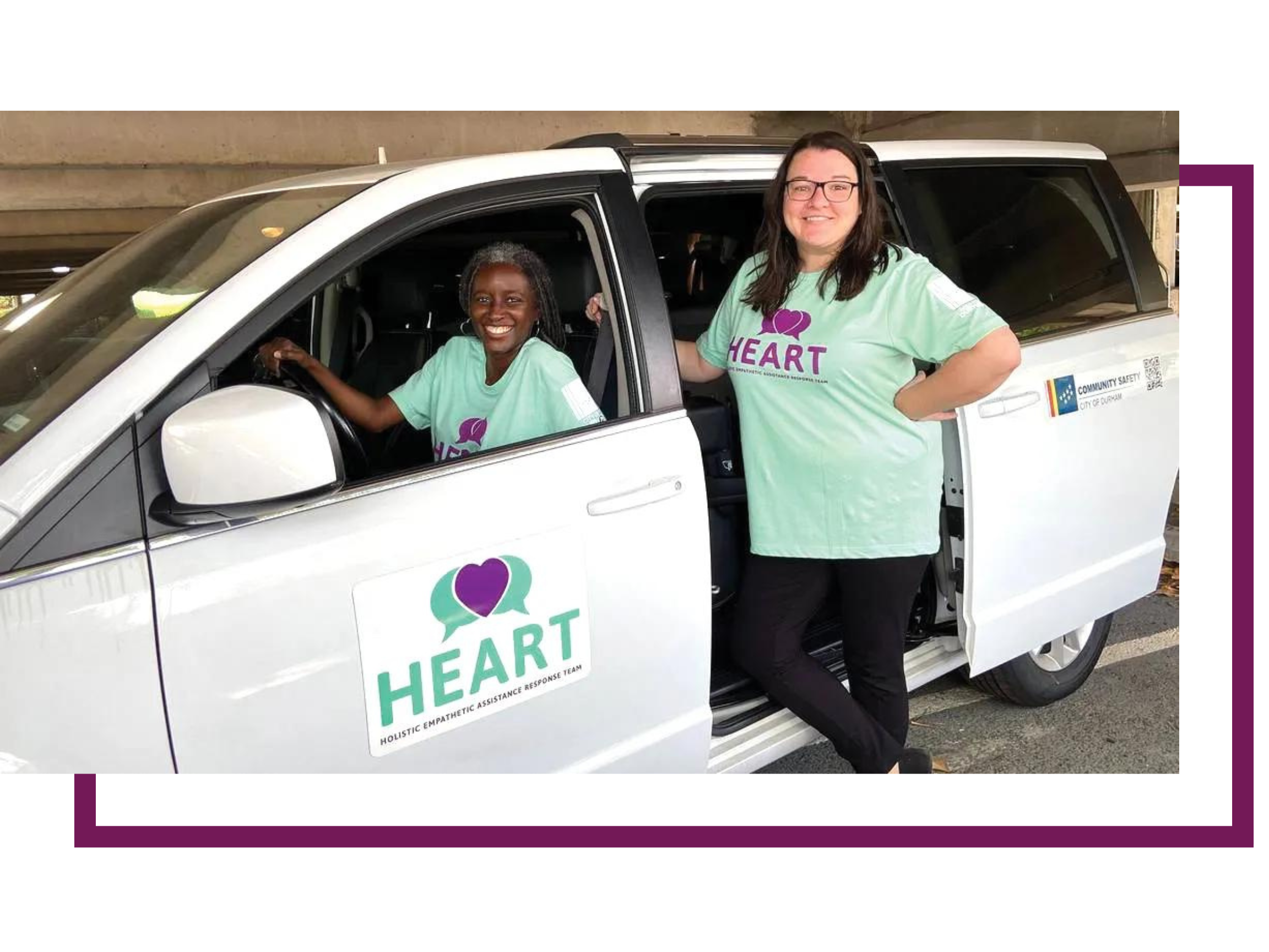 HEART team members pose with vehicle