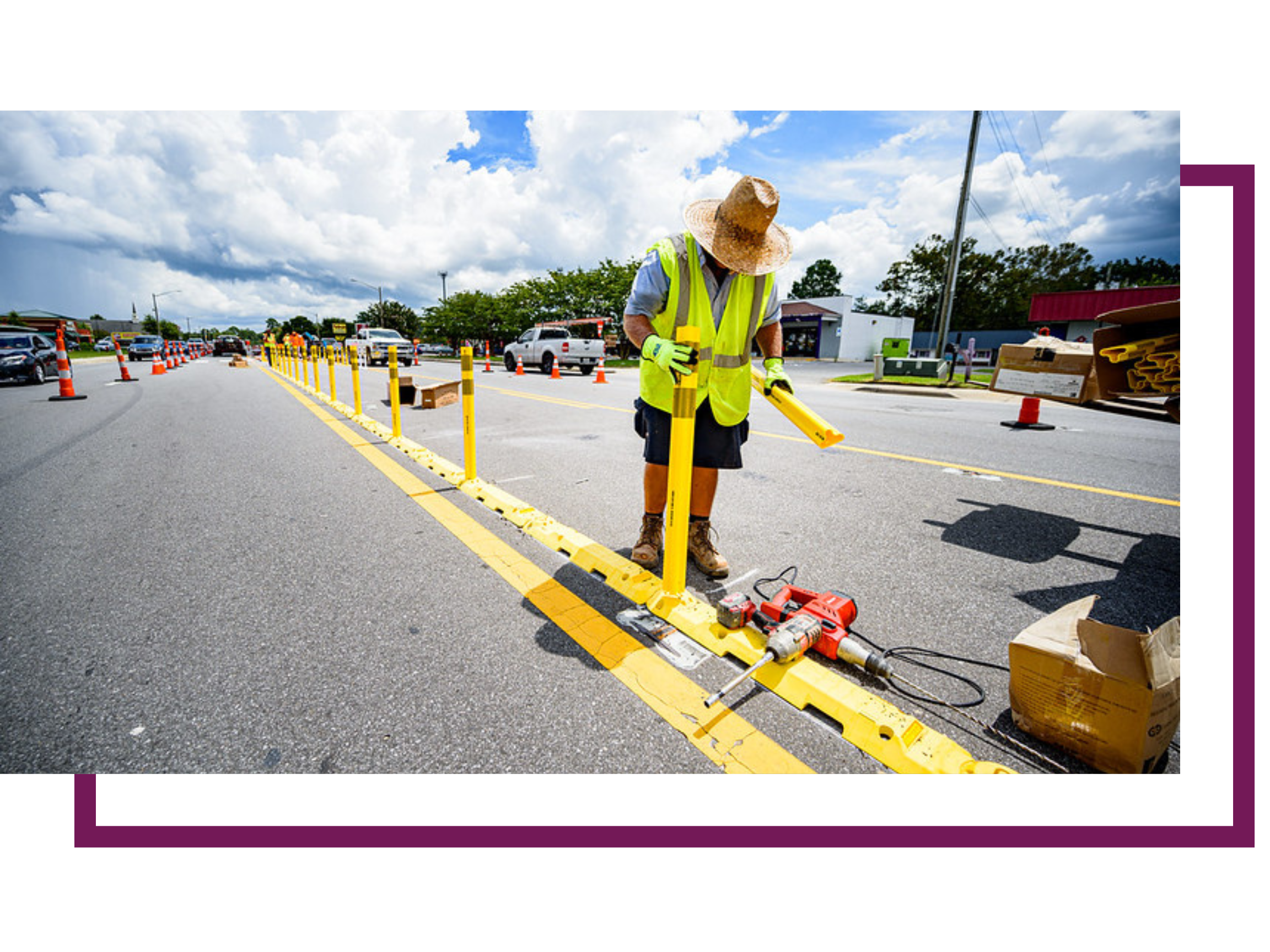 Traffic safety unit putting in barrier