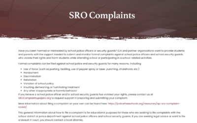 Education Justice Taskforce SRO Group Launches SRO Complaints Webpage